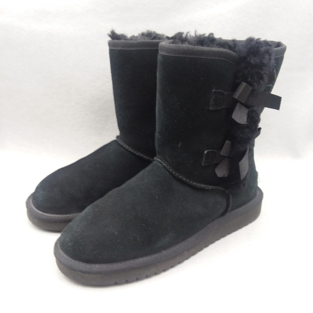 Koolaburra by UGG Victoria Black Suede Short Boots Bow Detail Women's‎ 7 1015874
